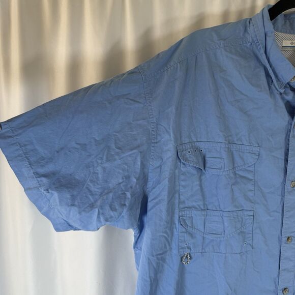Columbia Shirt Mens 1X Blue Short Sleeve Button Down Shirt Collared Pockets - Picture 5 of 10